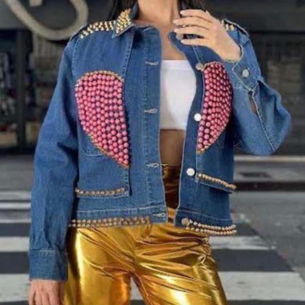 ShopEvelynne Blue and Pink Jean Jacket